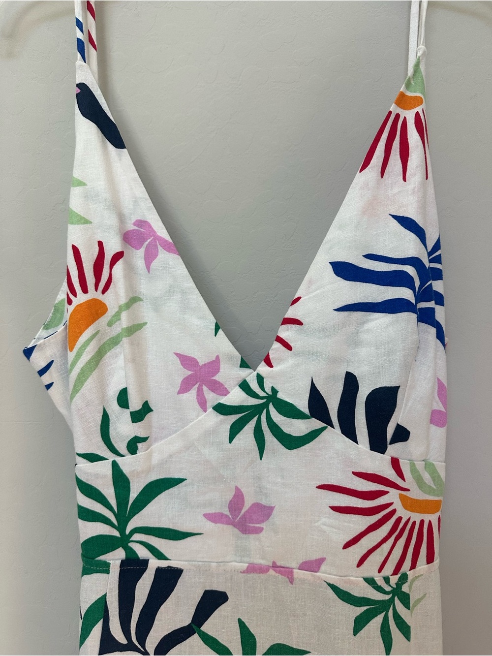 NWT LOFT Beach Sun Cutout Tropical Linen Blend Midi Pocket Dress – Size 14 - Picture 11 of 13
